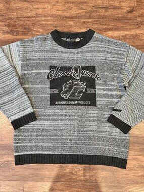 Vintage Clench Jeans Panther Graphic Knit Sweater Y2K XL